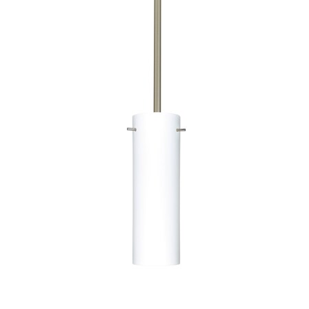 Besa Lighting Copa Stem Pendant, Opal Matte, Satin Nickel Finish, 1x9W LED 1TT-493007-LED-SN